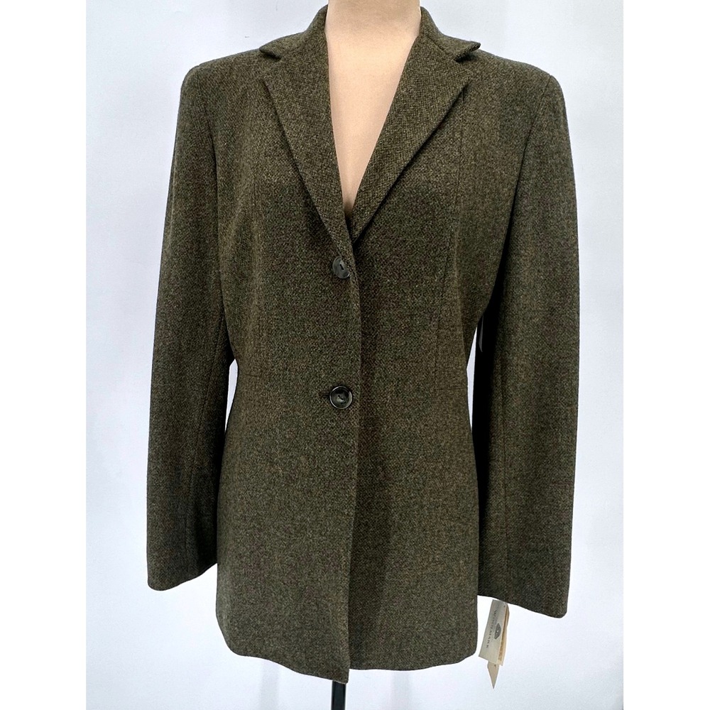 Jones New York Country Olive Green Wool Tweed Blazer Jacket 8 Brenchley USA